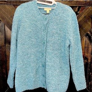 Appleseed’s Boucle Cardigan Size S Blue Button Up Cozy NWOT Mature Casual Office